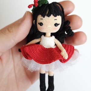 Miniature amigurumi doll , chrishtmas gift 9 cm doll