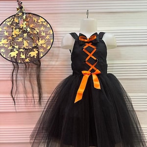 Witch Halloween Costume,Witch Birthday Dress,Toddler Tutu,Black Witch Dress