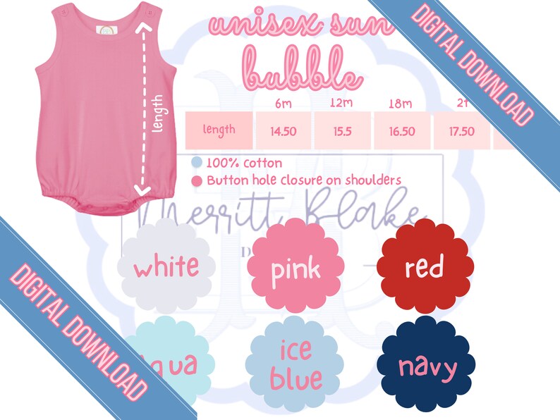 Blanks Boutique Unisex Sun Bubble Color Chart Size Chart Template Embroidery Resource Blank