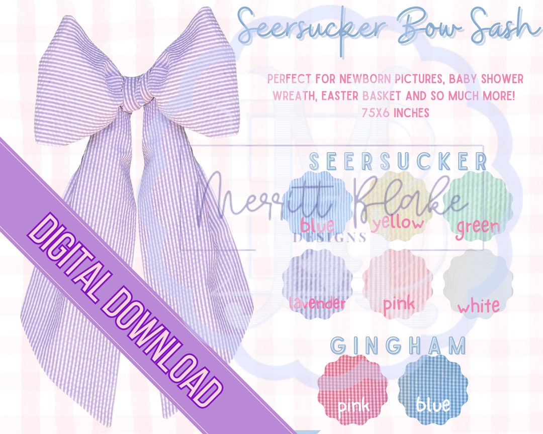 Bayou Blanks Seersucker Gingham Wreath Sash Swaddle Chart Embroidery Resource Instant Digital