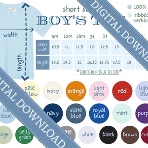 Blanks Boutique Boys Short Sleeve Shirt Color Chart Size Chart Template Embroidery Resource Blank Shirt