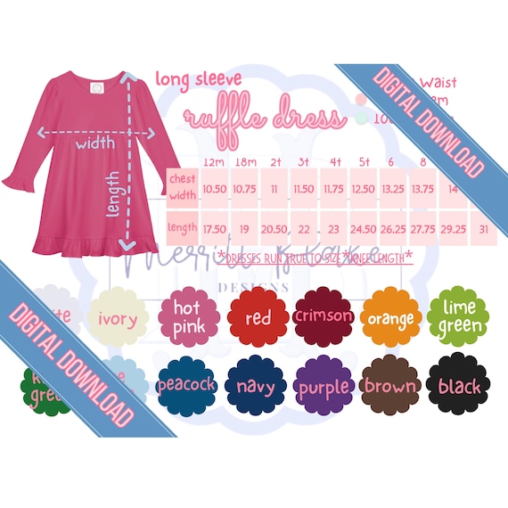 Blanks Boutique Girls Long Sleeve Ruffle Dress Empire Waist Color