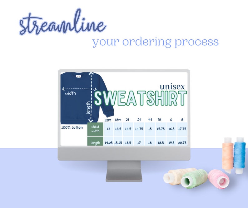 Blanks Boutique Unisex Sweatshirt Color Size Chart Etsy