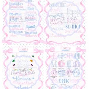 Embroidery Font Catalog Look Book Business Resource Blue Bitty Dot With ...