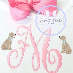 Dog Embroidery Design, Bow, Machine Embroidery, Lab Puppy, Dog Design with Bow, 3 Sizes