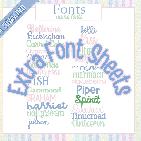 Extra Font Pages for Font Catalog Embroidery Business Resource