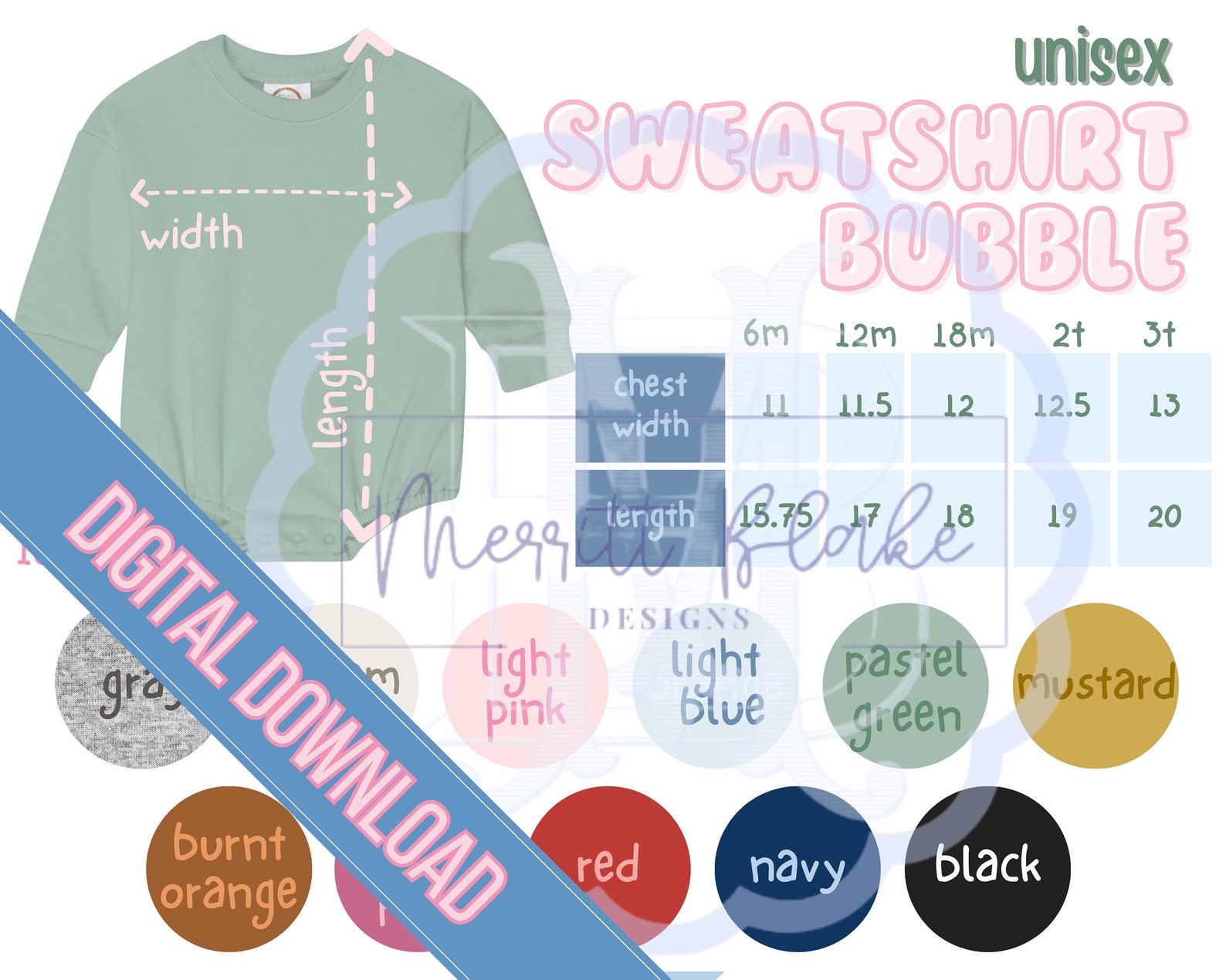 Blanks Boutique Unisex Bubble Sweatshirt Romper Color Chart Size Chart ...