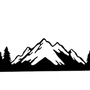 Mountains with Sasquatch - Camping, Hiking, Outdoor Vinyl Decal. Bigfoot Vinyl Decal - Weather Resistant
