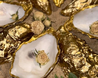 Gold Austernmuschel Ringschale, Küsten Schmuckhalter