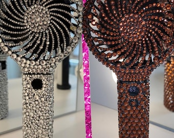 Draagbare ventilator met handgesteente strass | 6 snelheden, oplaadbaar