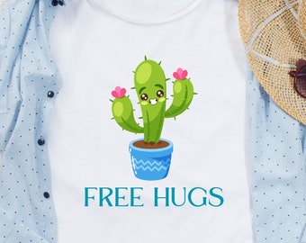 Gratis kramar kaktus T-shirt: Rolig sarkastisk grafisk t-shirt
