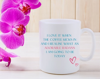 Taza de café divertida, frase adorable y ruda, regalo para ella