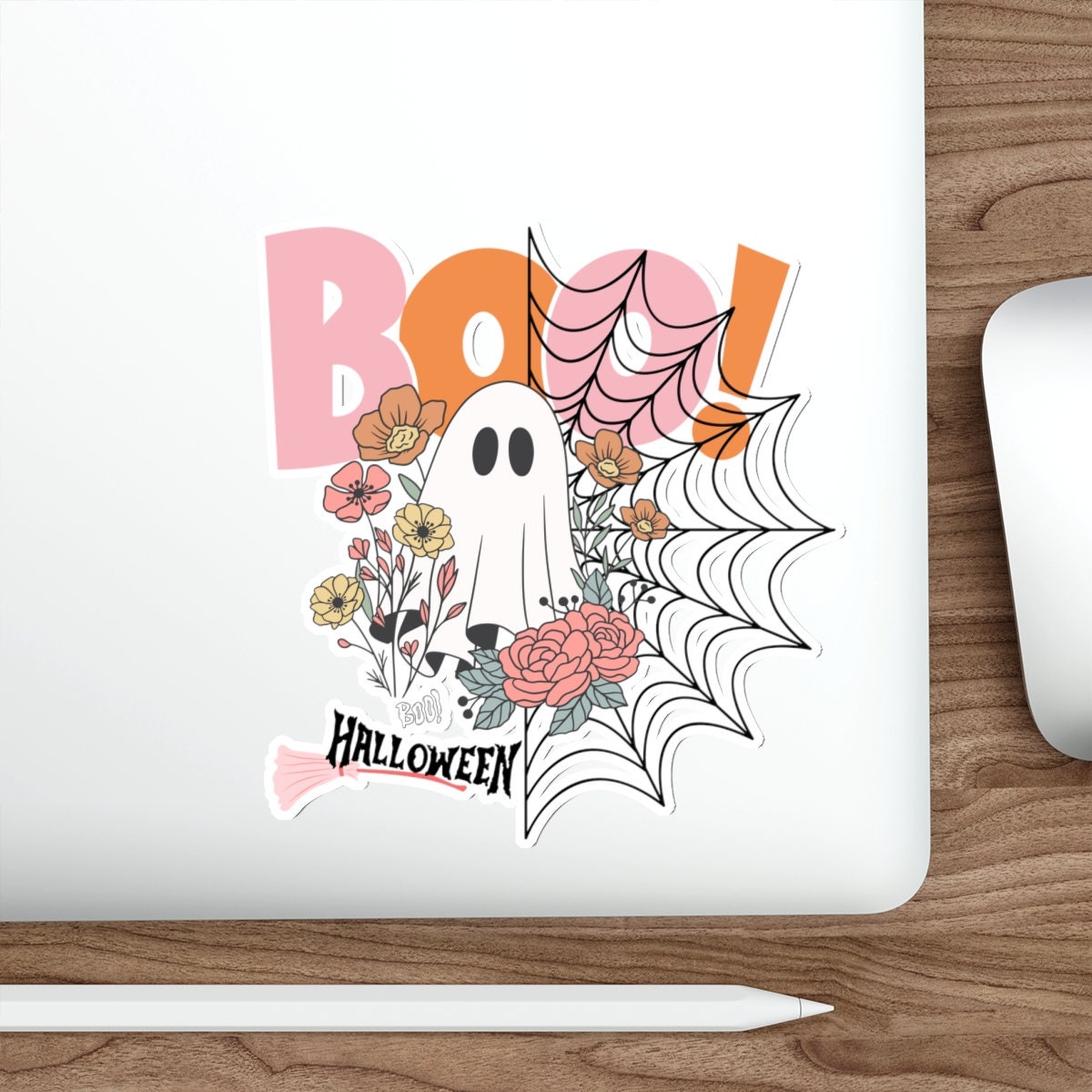 Boo Halloween Sticker: Floral Skull, Ghost, Spider Web - Etsy