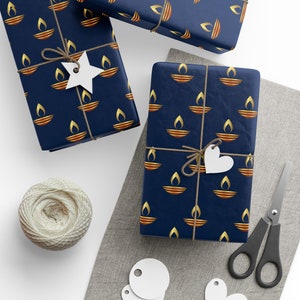 Diwali Diya Wrapping Papers, Festive Gift Wrap for Presents, Indian Holiday Decoration,Diwali gifts, Decorative Paper Rolls, Unique, Diwali
