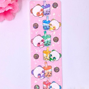 Panda with Boba Tea Bookmark | Cute Bookmark | Retro Bookmark | Kawaii Bookmark | Handmade Bookmark