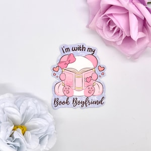 Book Boyfriend Panda Bear Vinyl Sticker | Animal Stickers | Laptop Stickers | Kawaii Stickers | Cute Stickers