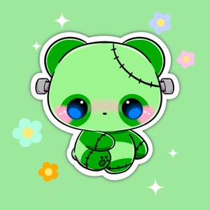 Kawaii Frankenstein Panda Vinyl Sticker | Animal Sticker | Laptop Decal | Kawaii Sticker | Cute Sticker