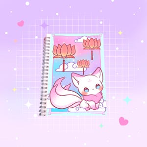 Pastel Kitsune A5 Spiral Journal  | Cute Journal | Handmade Journal | Custom Journal | Kawaii Journal | Dotted Journal