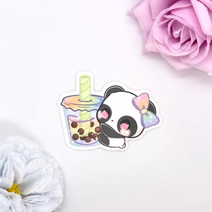 Kawaii Cute Boba Tea Rainbow Panda Vinyl Sticker | Animal Stickers | Laptop Stickers | Kawaii Stickers | Cute Stickers