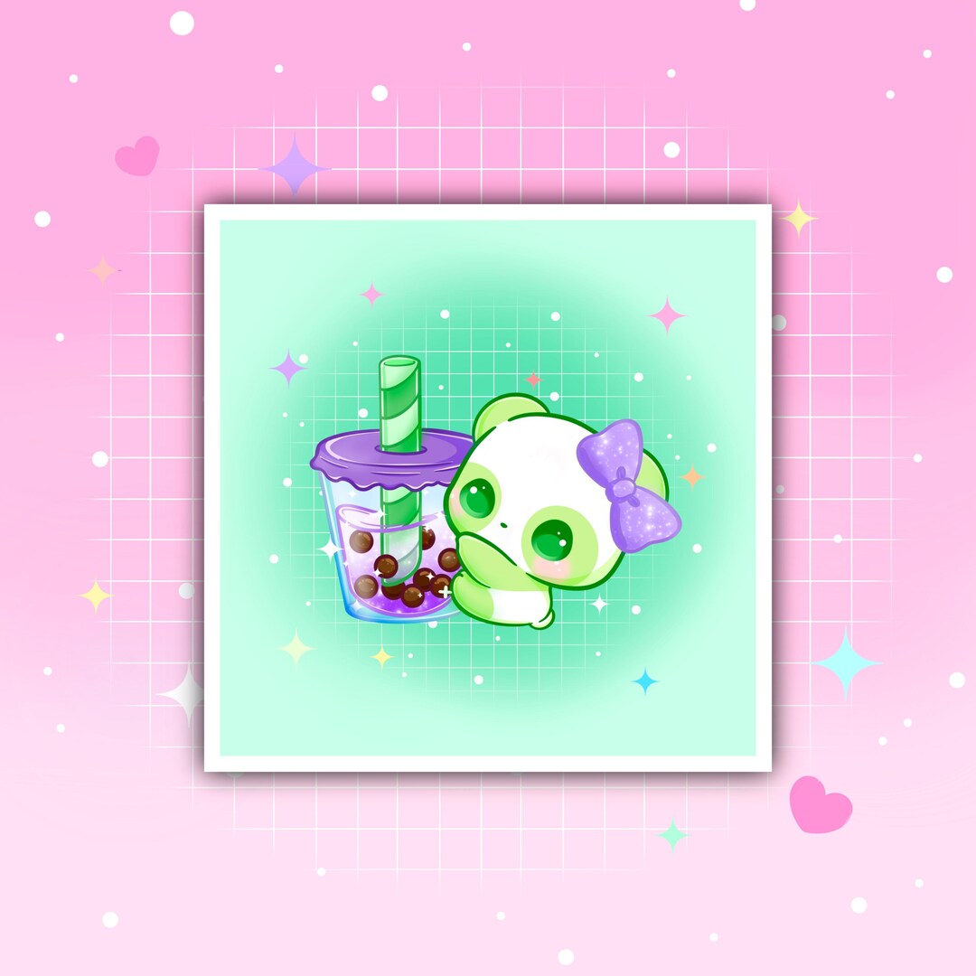 Boba Tea Panda Art Print | Cute Art Print | Kawaii Art Print | Art ...