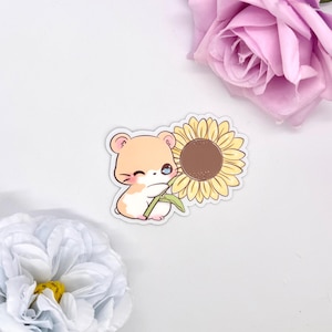 Hamster with Sunflower Vinyl Sticker | Animal Stickers | Laptop Stickers | Kawaii Stickers | Cute Stickers