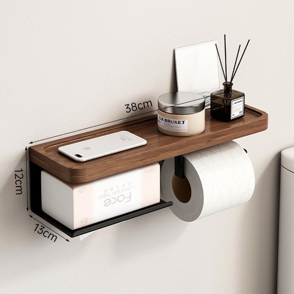 Rustic Toilet Paper Holder With Shelf - Etsy