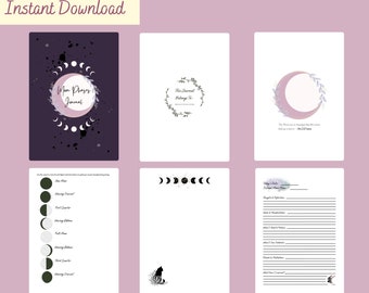 Moon Phases Journal Download, Planner Pages, Moon Tracker, Moon Phases, Moon Journal