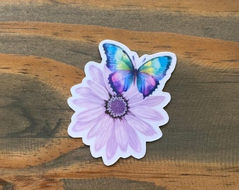 Butterfly Flower Sticker, Water Bottle Sticker, Tumbler Sticker, Cute Sticker, Nature Sticker, Floral, Butterflies, Scrapbooking