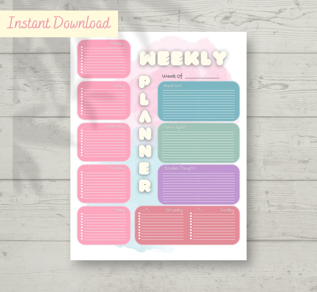 Weekly Planner Download, Planner Pages - Etsy