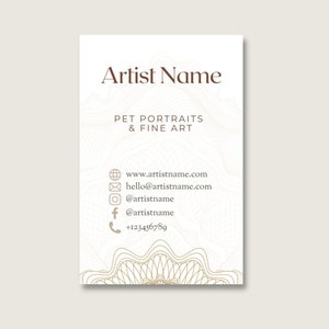 Decorative Traditional Artist Business Card Editable Template, DIY Business Card Canva Template, Photoshop Template, Pet Portrait Download