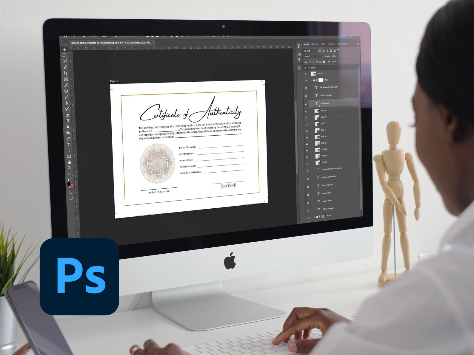 Simple Gold Neutral Certificate of Authenticity for Artwork With Seal ...