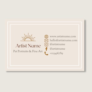 Clean Neutral Artist Business Card Editable Template, DIY Business Card Canva Template, Photoshop Template, Pet Portrait Download
