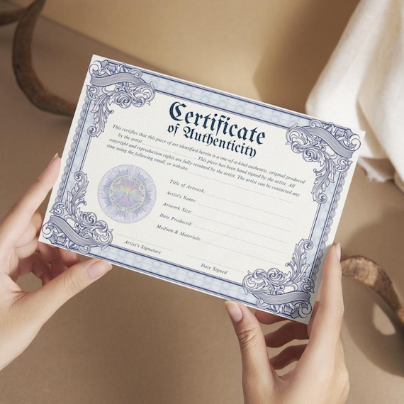 Victorian Certificate of Authenticity Template: Editable Printable