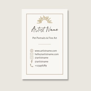 Clean Neutral Artist Business Card Editable Template, DIY Business Card Canva Template, Photoshop Template, Pet Portrait Download