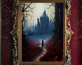 Belle Sees The Beast's Castle For the First Time - Premium Fine Art Poster / Fairytale Art / Magical Home Decor / Storybook Moments