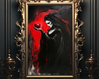 Nasiona zła - Zła królowa robi jabłko Plakat artystyczny premium / Sztuka bajkowa / Magiczna dekoracja domu / Chwile z bajki / Fantazja