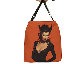Retro Pinup Devil Woman - Estilo Vintage anos 40 - Alça de ombro ajustável - Retro Chic Carryall Sacola ajustável