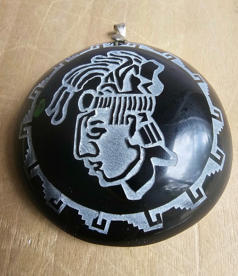 Hand-carved Aztec Deity Tezcatlipoca Obsidian Mirror Pendant - Etsy