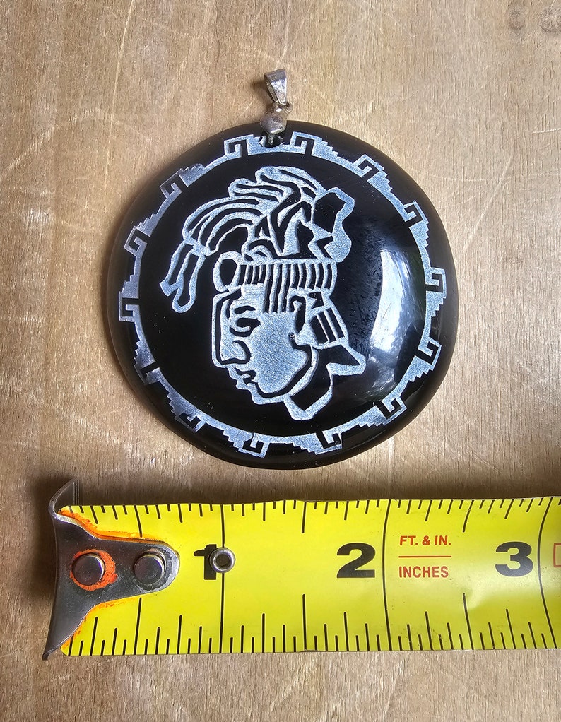 Hand-carved Aztec Deity Tezcatlipoca Obsidian Mirror Pendant - Etsy