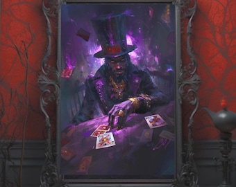 The Shadow Man Deals the Cards Premium Fine Art Poster / Fairytale Art / Magical Home Decor / Storybook Moments / Fantasy