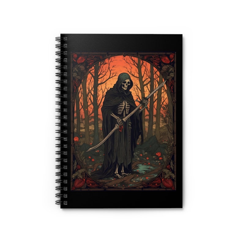 Grim Reaper Tarot Card Style Spiral Notebook - Gothic Gift Journal ...