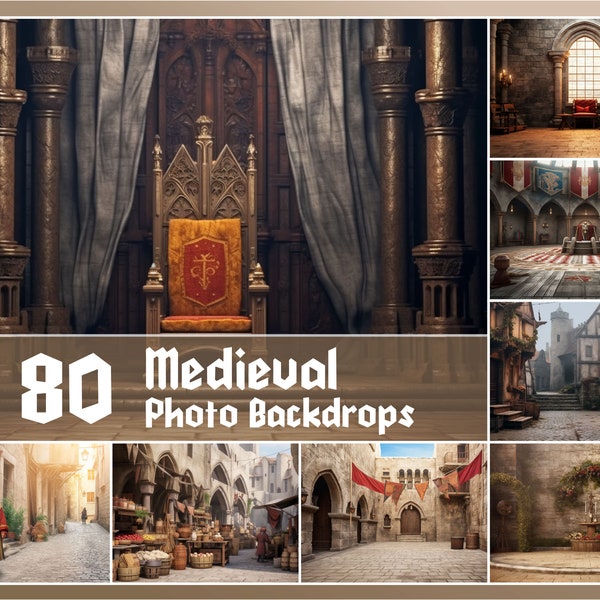 80 Digita Backdrops, Medieval Digital Art Photo Backdrops Set