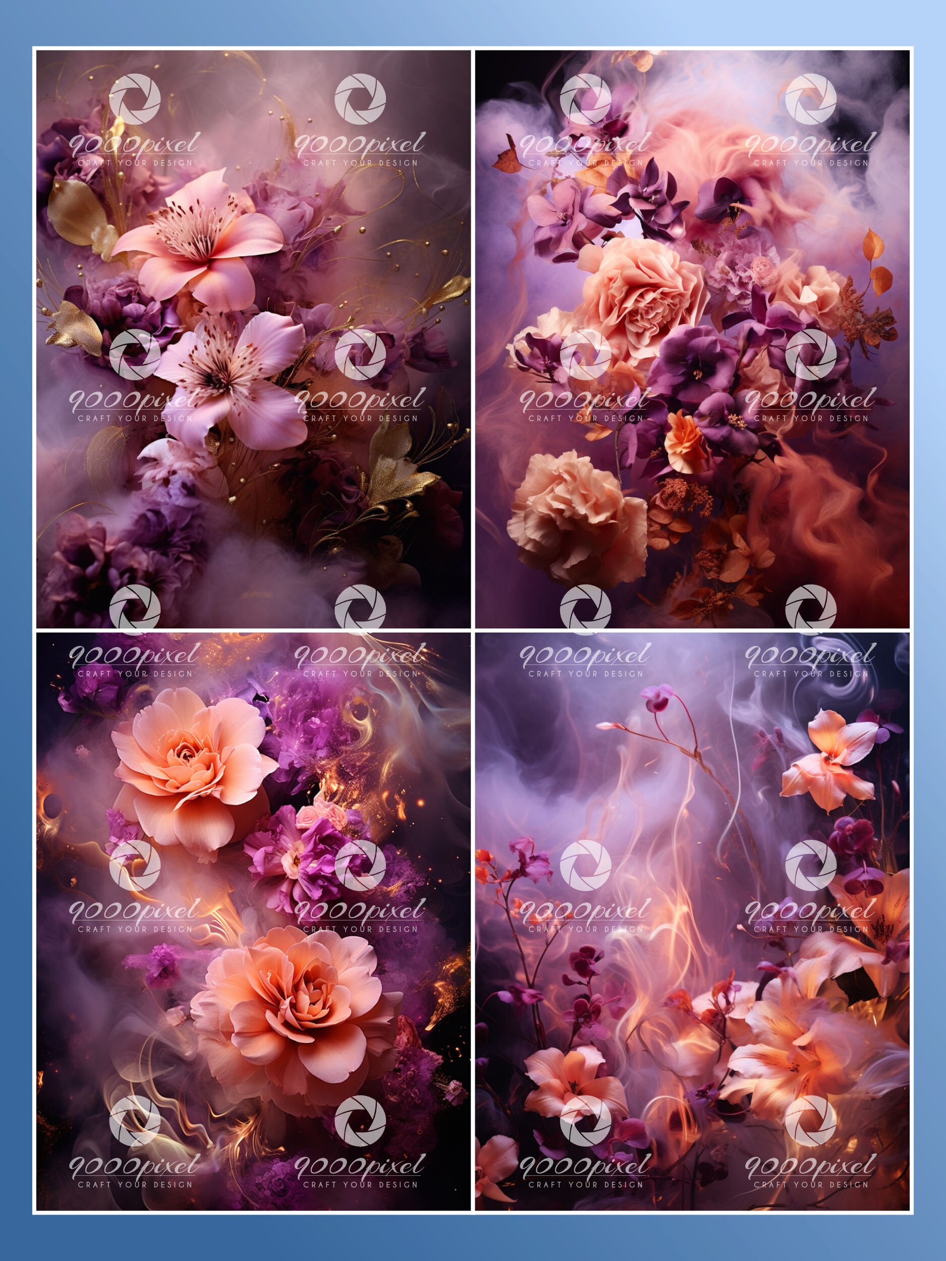 20 Photo Backdrop Set, Roses in Dark Smoke Fine Art Canva Studio - Etsy
