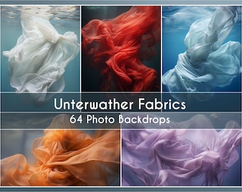 64 Photo Backdrop Set, Underwater Fabric Backdrops, Digital Underwater Backgrounds