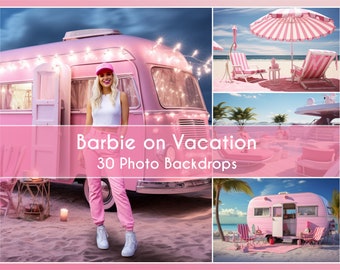 30 Photo Backdrop Set, Barbie on Vacation Backgrounds
