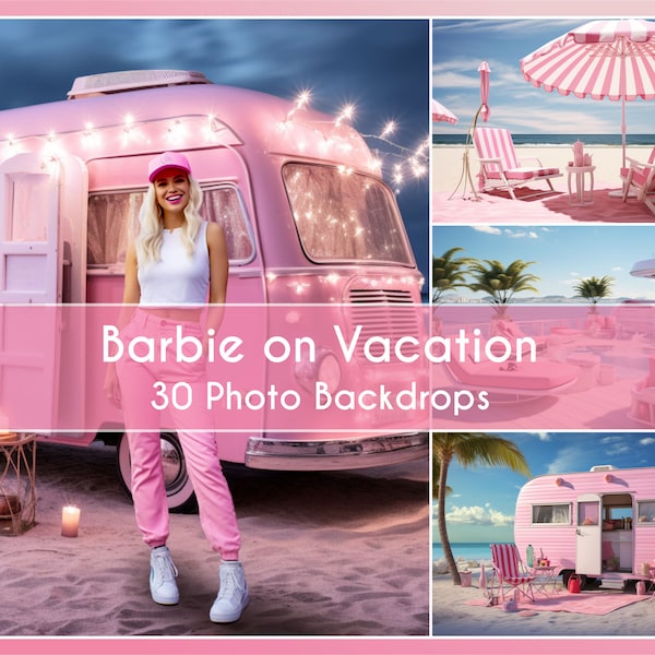 30 Photo Backdrop Set, Barbie on Vacation Backgrounds