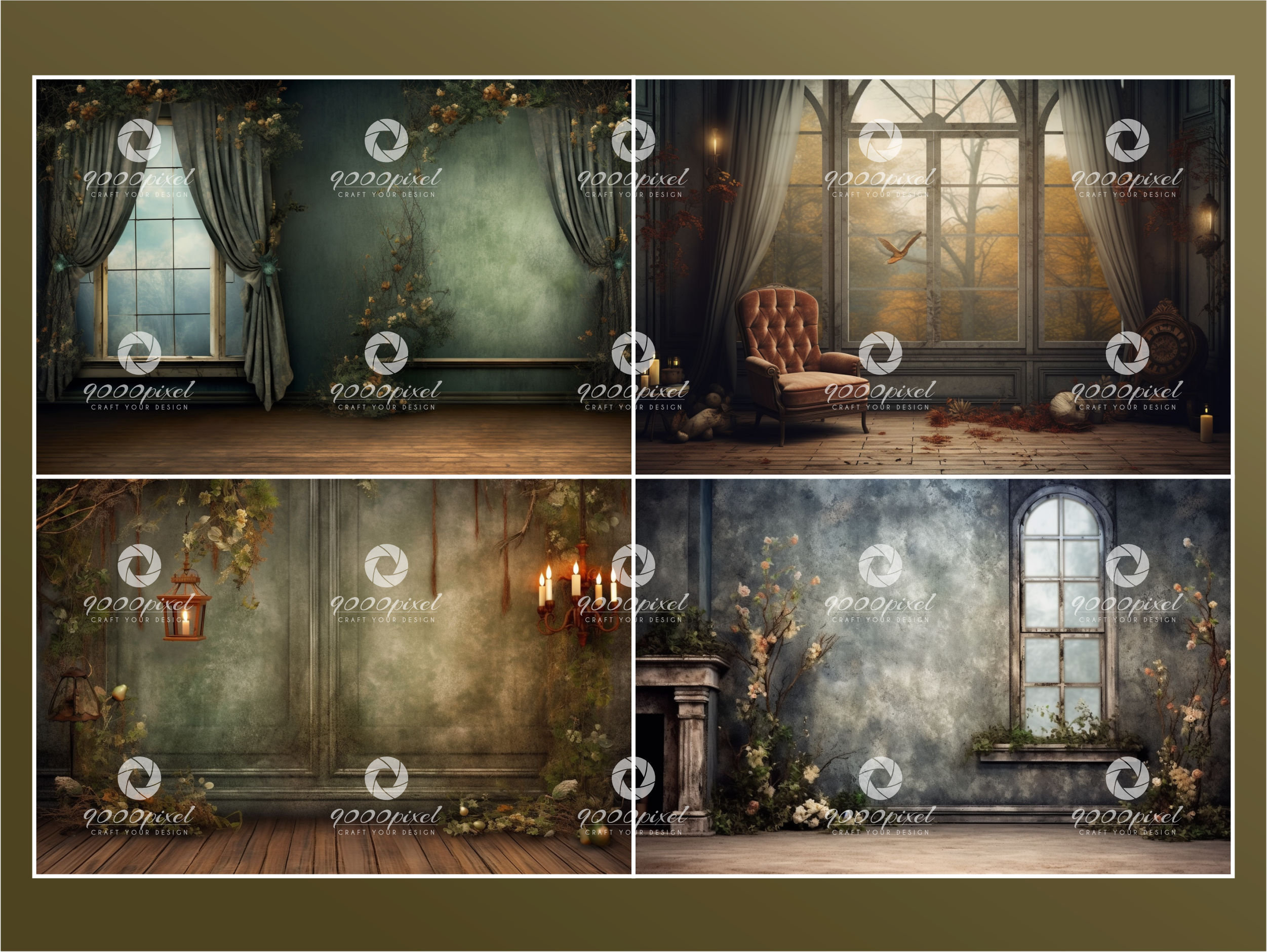 30 Photo Backdrops Set, Minimalistic Art Rooms - Etsy