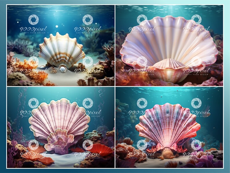 Capos Shells Backdrop 23 Photo Backdrop Set, Seashell of a Mermaid, Digital Fantsy ...