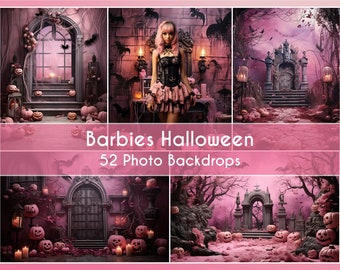52 Photo Backdrops Set, Barbies Helloween Scenario, Digital Backgrounds Studio