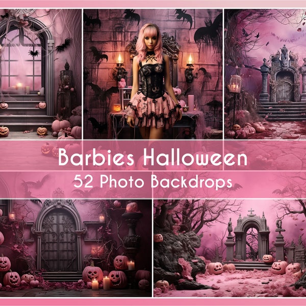 52 Photo Backdrops Set, Barbies Helloween Scenario, Digital Backgrounds Studio